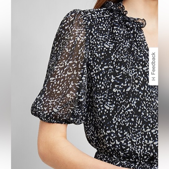 New with tags Express Printed Wrap Front Peplum Top - Picture 2 of 10